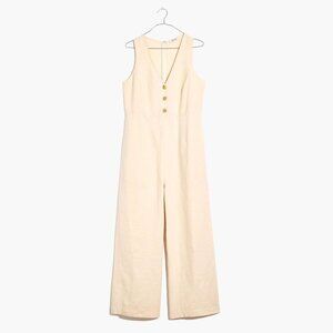 Madewell Bone Linen-Blend Sleeveless Button-Front Jumpsuit Size 4 - 47961
